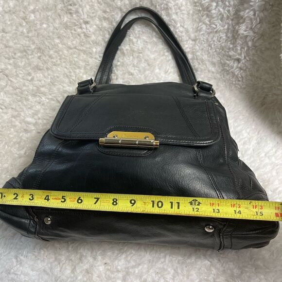 B Makowsky leather Black large shoulder bag gold & Silver tone hardwares. - Picture 10 of 16